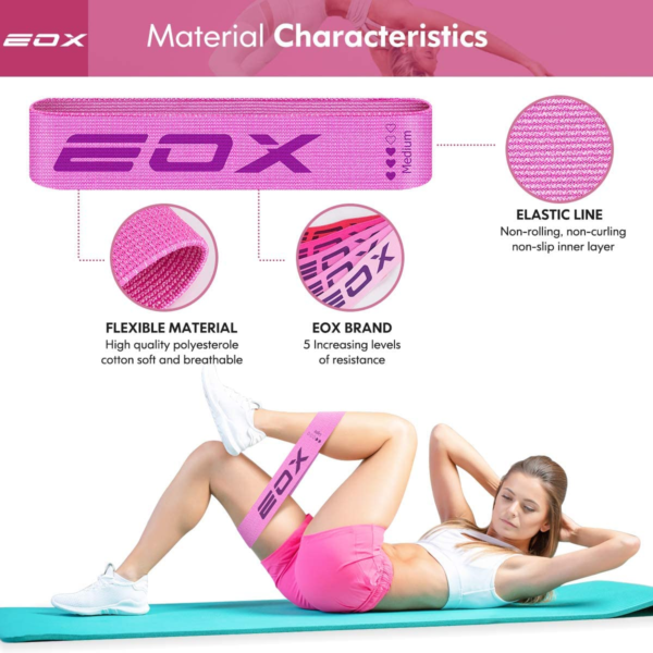 Exercise Resistance Fabric Loop Bands, Non-Slip Resistance Workout Bands for Legs & Butt and Glutes, 5 Resistance Levels Hip Training Bands (Pink) - Image 5