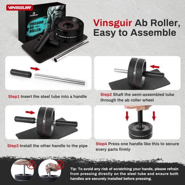 Ab Roller Wheel, Abs & Core Workout Equipment for Home Gym with Knee Pad Accessories, Abdominal Wheel for Full-Body Strength Training - Image 6