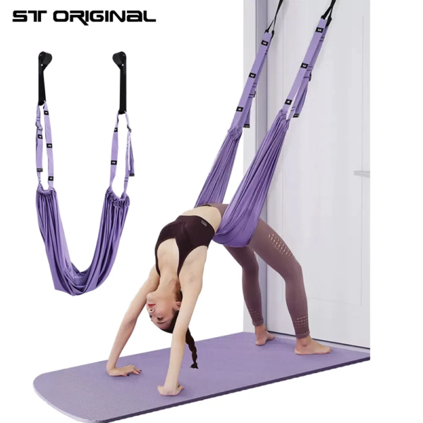 Aerial Yoga Strap Pull Rope Woman Hammock Stretch Leg Splits Trainer Female Gym Belt Aerial Hammock Swing Stretching Inversion - Image 2